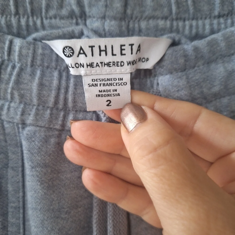 Athleta Womens Farallon Heathered Blue Wide Leg Crop Jogger Size 2 - Picture 2 of 9